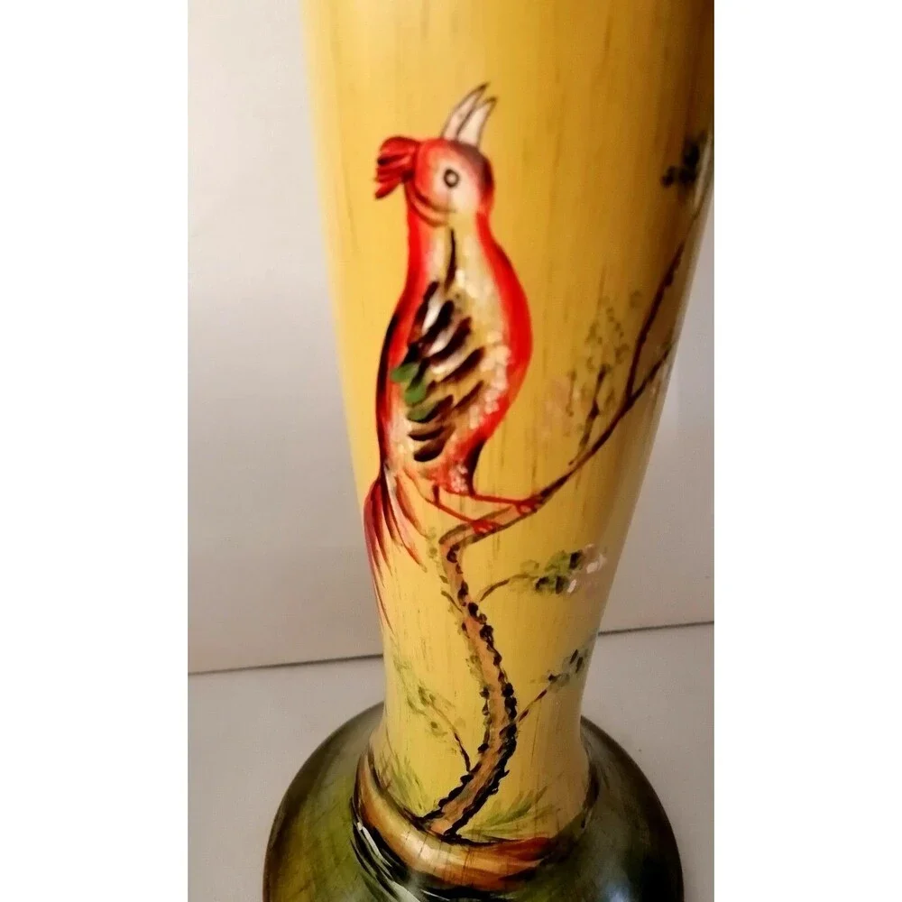 Vintage Hand Painted Birds Oriental Ceramic Home Decor Candle Holder 12